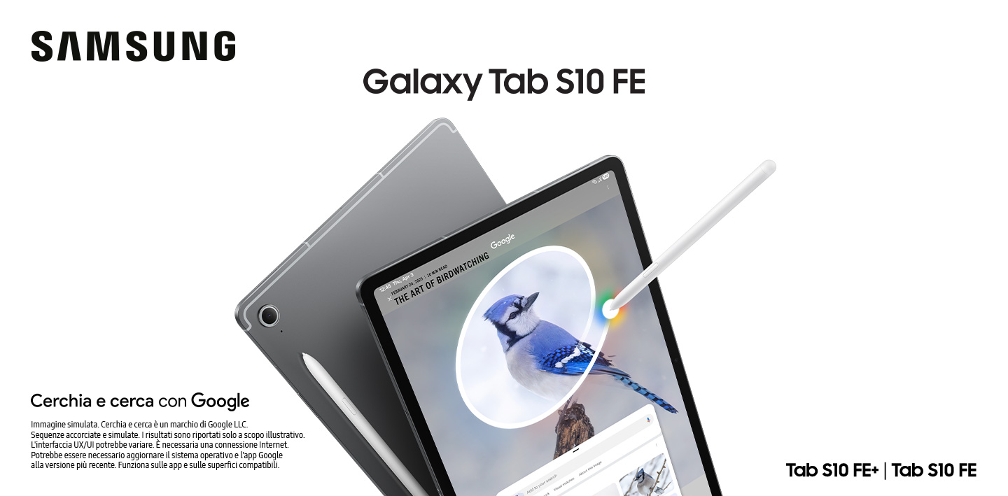 header-galaxy-tab-s10-fe Vista frontale del Samsung Galaxy Tab S10 FE .
