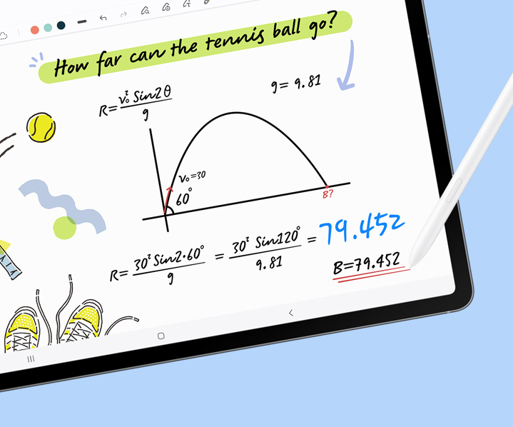 img7-galaxy-tab-s10-fe Samsung Galaxy Tab S10 FE con operazioni matematiche sullo schermo