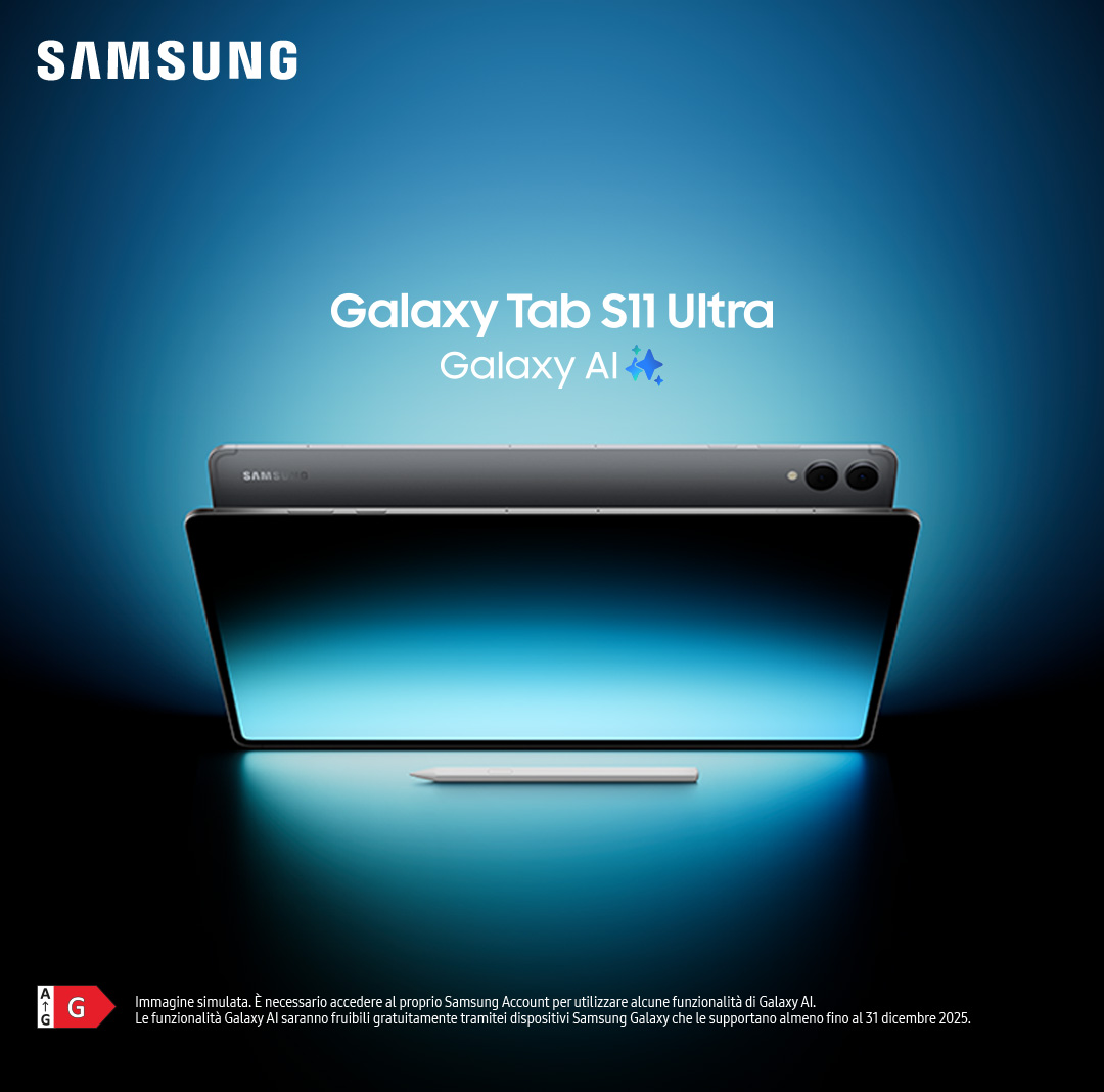 samsung-galaxy-tab-s11-ultra-head-mobile Samsung Galaxy Tab S11 Ultra con Galaxy AI, presentato su sfondo blu luminoso