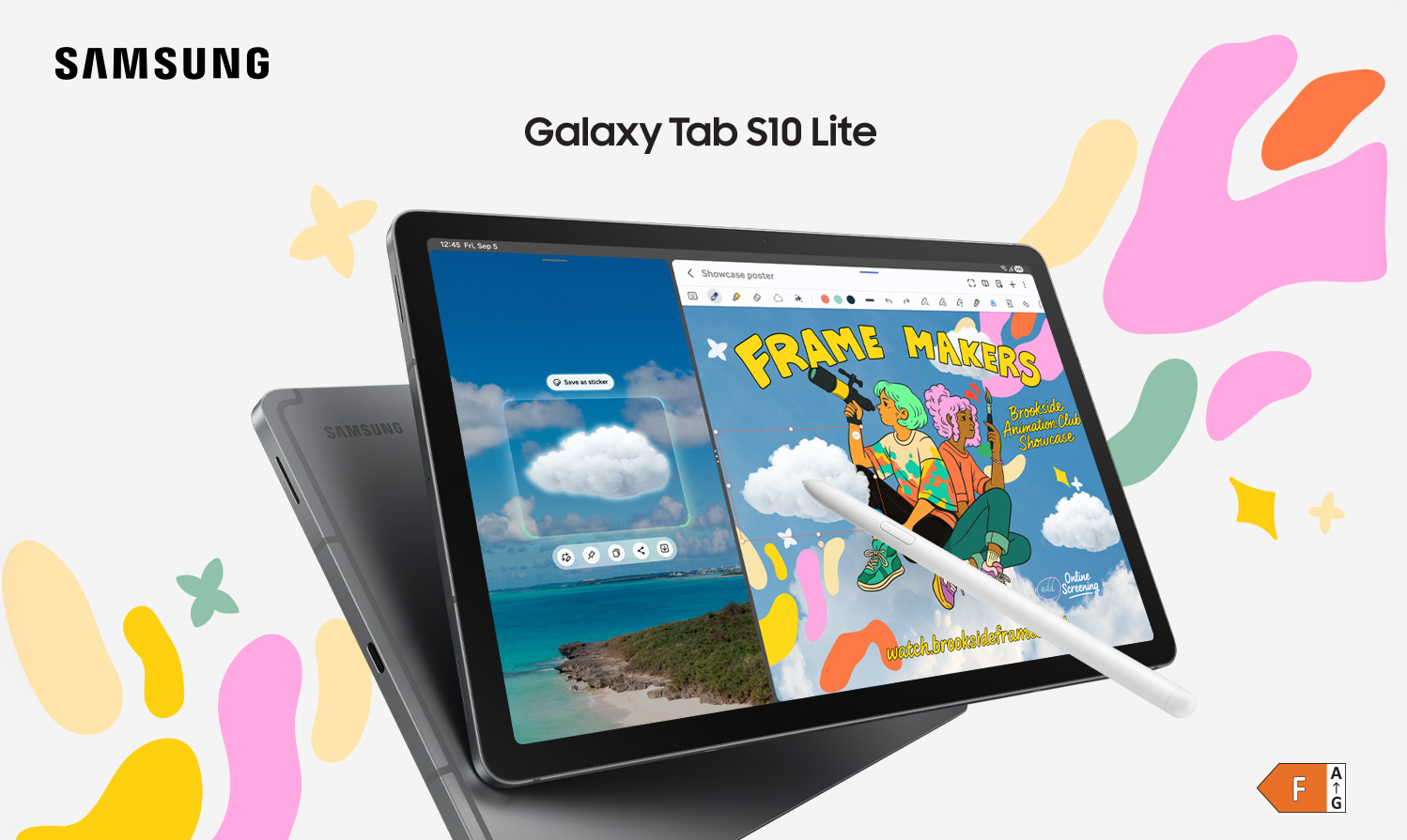 Vista frontale del Samsung Galaxy Tab S10 FE .