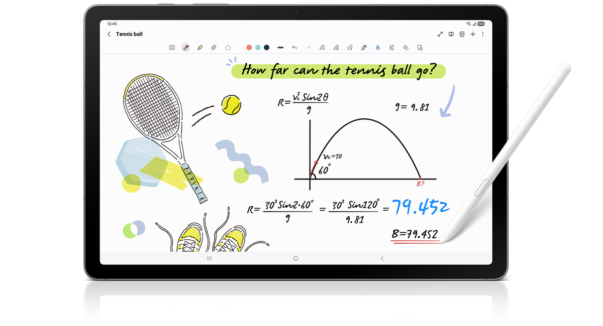 Samsung Galaxy Tab S10 FE con S Pen che cerchia il contenuto da approfondire.