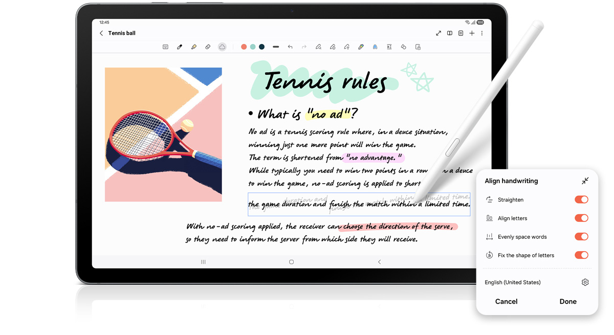 Samsung Galaxy Tab S10 FE con S Pen che cerchia il contenuto da approfondire.