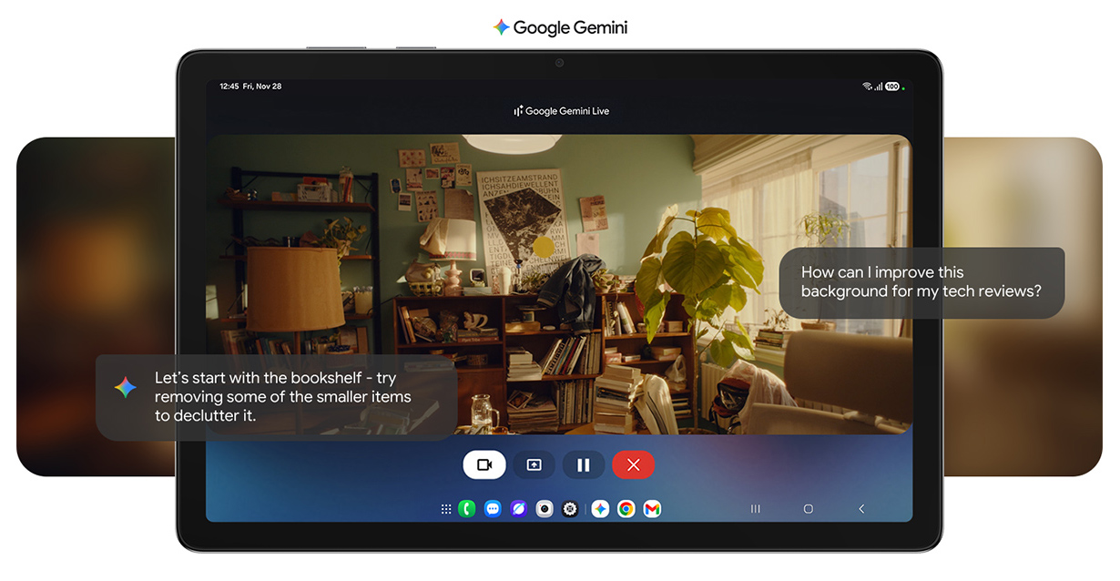 Galaxy Tab A11 con simulazione di chat google gemini