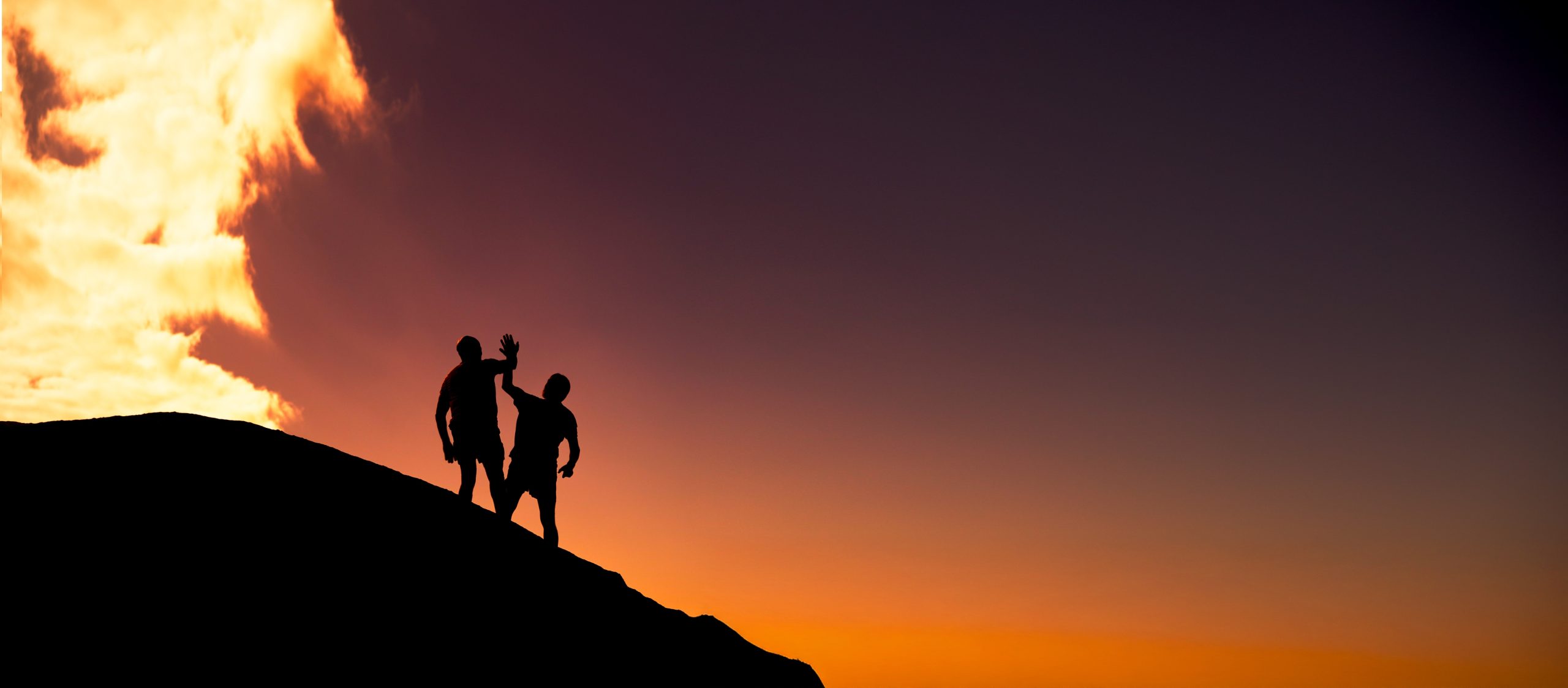 Team,,Fitness,And,High,Five,With,Silhouette,Of,People,In