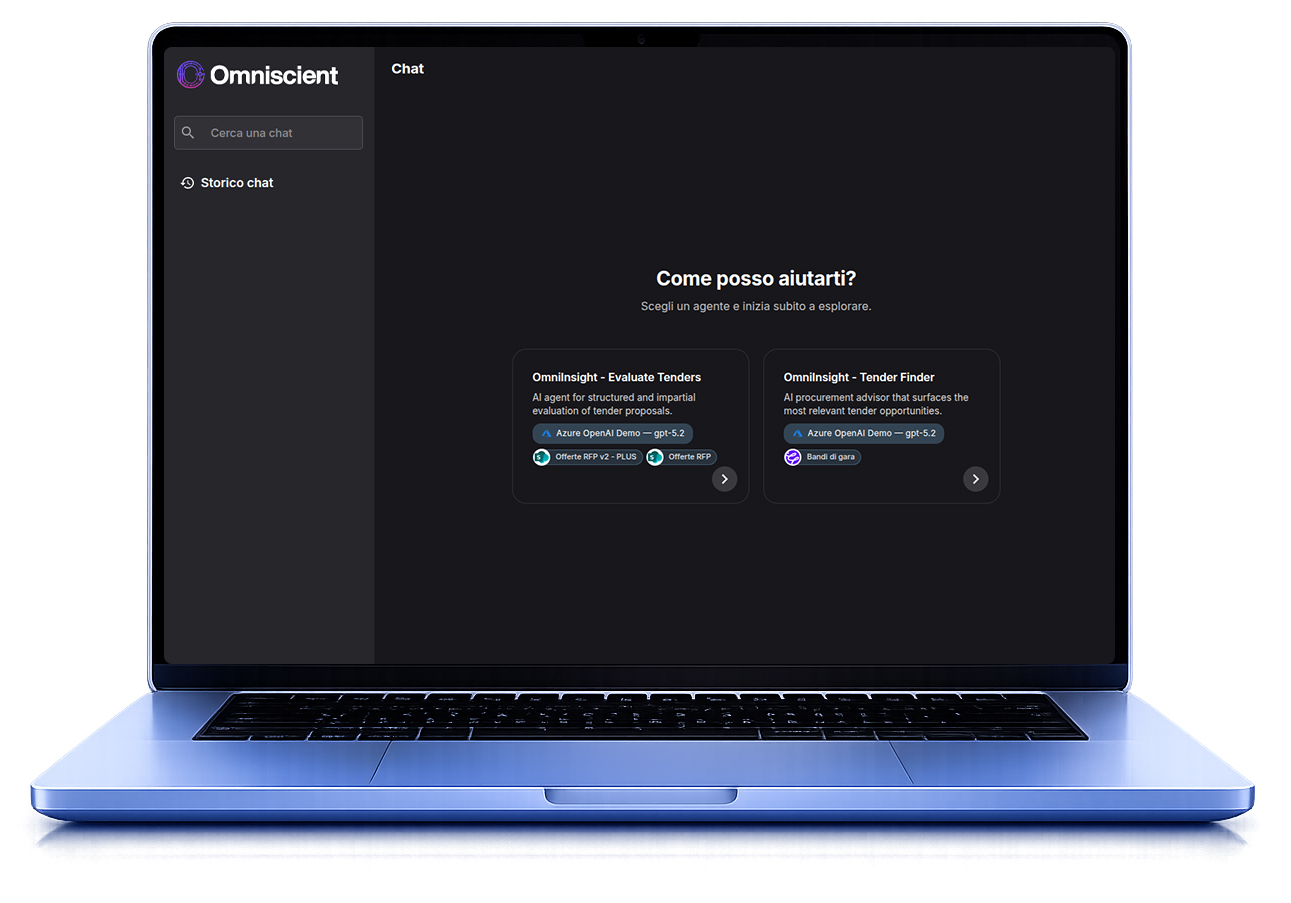 Laptop con piattaforma AI per gestione dati e automazione dei processi aziendali